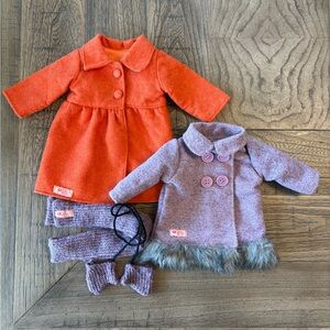 Our Generation Doll Coats Set - Orange & Lavender.  18” Doll